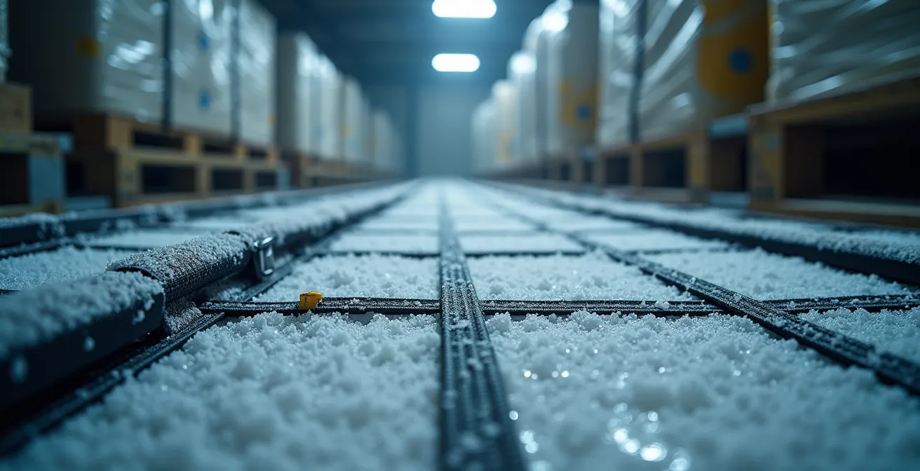 Chargement de marchandises dans un avion cargo en conditions hivernales arctiques