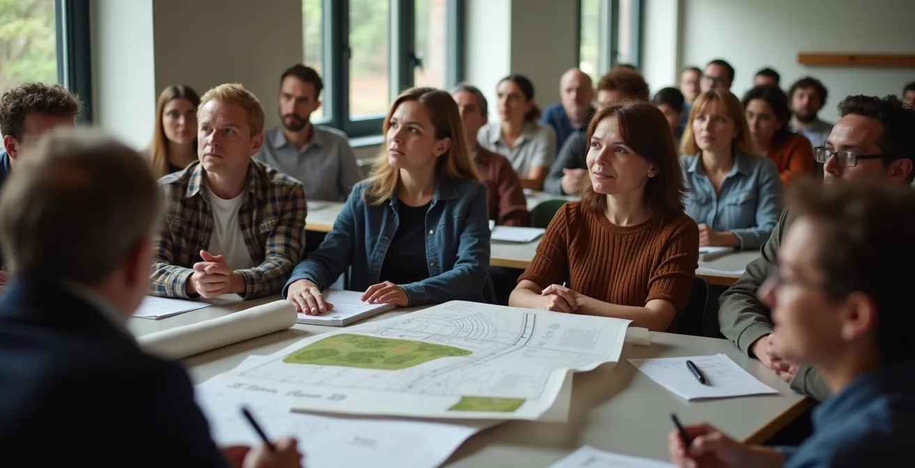 Séance d'information publique sur un grand chantier d'infrastructure au Québec
