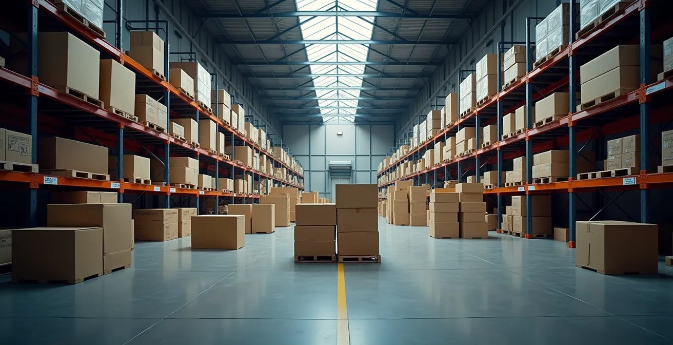 Contraste visuel entre un entrepôt moderne automatisé et un espace désorganisé avec accumulation de stocks