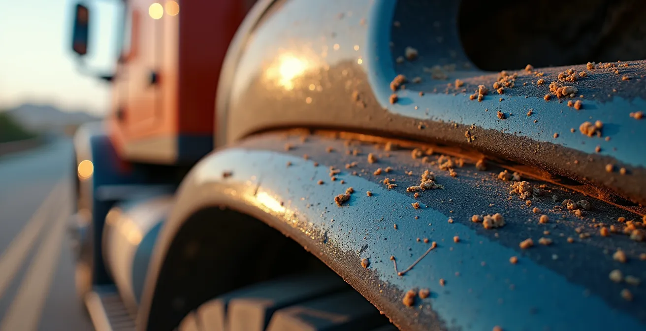 Gros plan sur les déflecteurs aérodynamiques d'un camion moderne