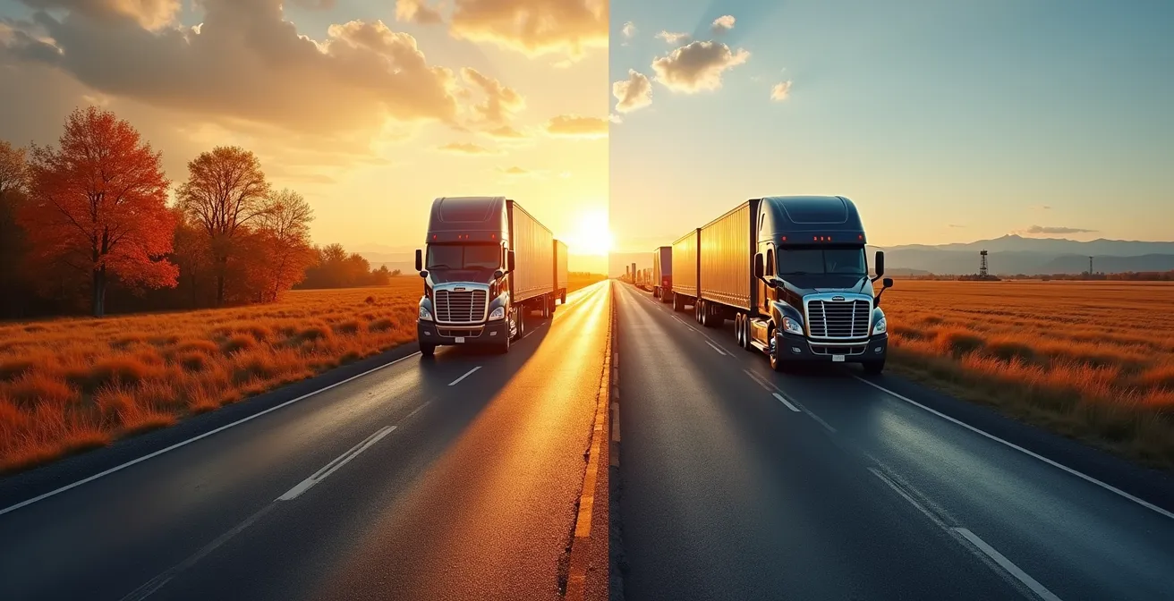 Camions commerciaux avec plaques d'immatriculation IRP traversant les provinces canadiennes