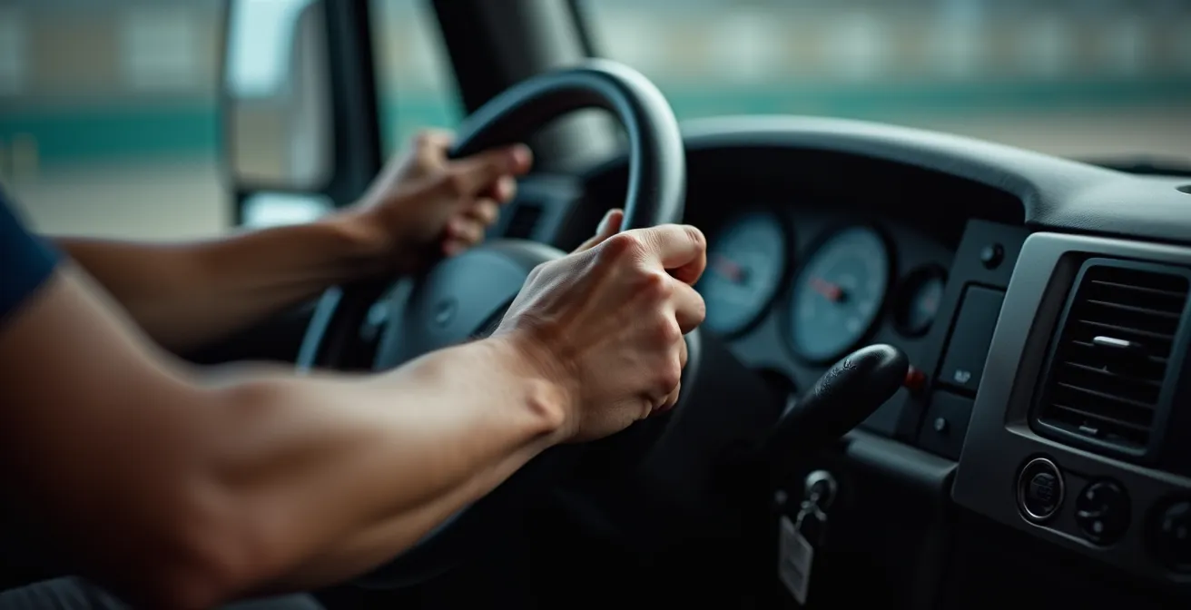 Conducteur en formation utilisant un simulateur de conduite de véhicule lourd dans un centre québécois