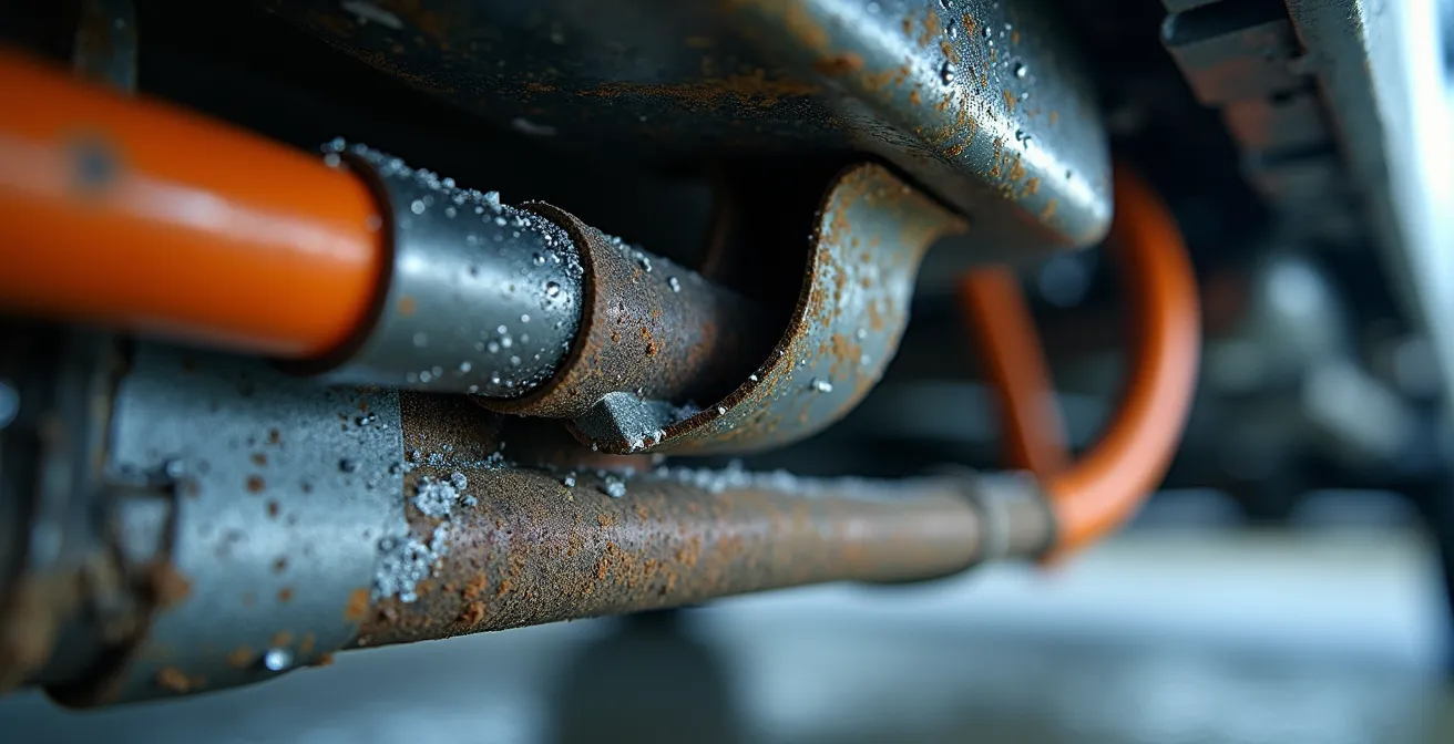 Inspection détaillée du châssis d'un véhicule électrique pour détecter la corrosion hivernale