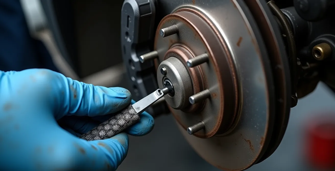 Inspection détaillée du système de freinage d'un camion commercial en gros plan