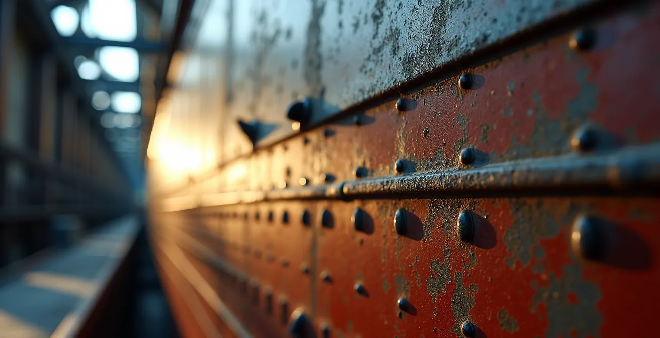 Vue plongeante d'un navire cargo en cale sèche durant son inspection quinquennale dans un chantier naval canadien