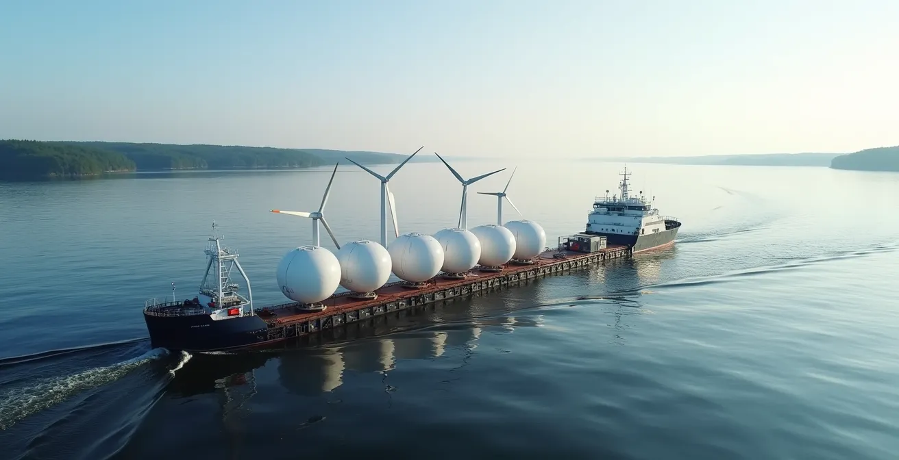 Transport de composants d'éoliennes sur cargo projet naviguant le Saint-Laurent